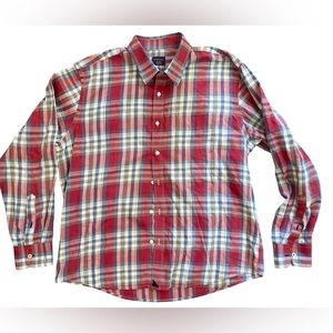 UNTUCKit Men's XL Red & Blue Plaid Long Sleeve 100%‎ Cotton Button Up Shirt